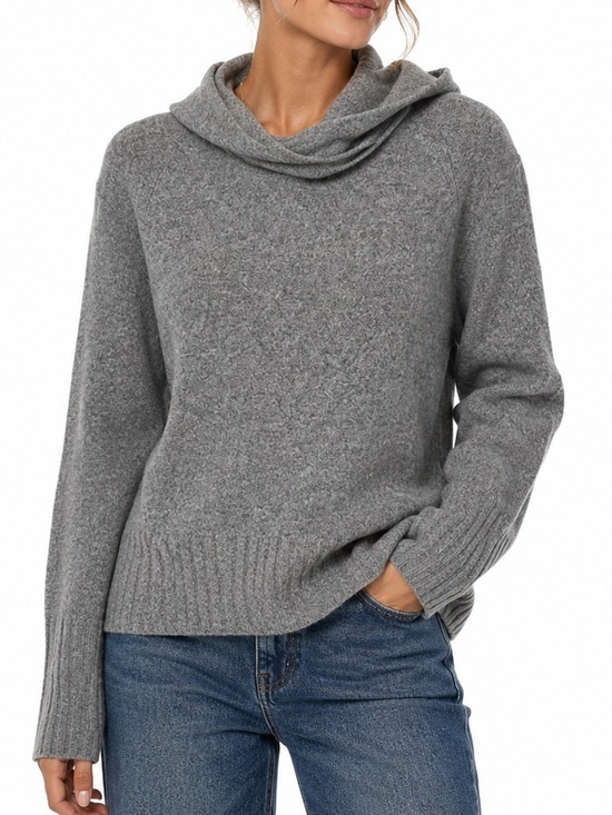 Aritzia Sweaters - Aritzia Community Wool Yak Knit Hoodie Sweater XS Grey Soft Cozy Pullover